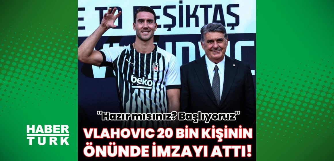 Beşiktaş taraftarları Tüpraş Stadı'nda Dusan Vlahovic'i alkışlıyor